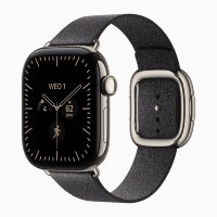 Apple Watch Series 12 42mm, Natural Titanium Case with Modern Buckle - Navy Blue