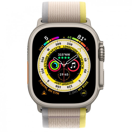 Apple Watch Ultra 3 49mm Titanium Case with Yellow/Beige Trail Loop (M/L)