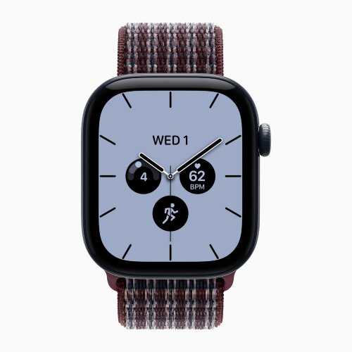 Apple Watch Series 12 42mm, Night Blue Ceramic Case with Sport Loop - Burgundy Plaid
