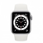Apple Watch Series 6 40 мм, GPS + Cellular, серебристый алюминий, белый спортивный ремешок