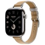 Apple Watch Hermes Series 11 42mm, тонкий ремешок из плетенного нейлона коричневый