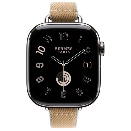 Apple Watch Hermes Series 11 42mm, тонкий ремешок из плетенного нейлона коричневый