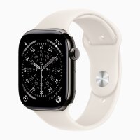 Apple Watch Series 11 46mm, Slate Titanium Case with Sport Band - Starlight