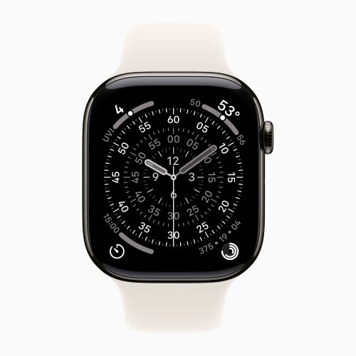Apple Watch Series 11 46mm, Slate Titanium Case with Sport Band - Starlight