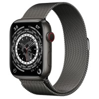 Apple Watch Series 7 41 мм, Титановые "чёрный космос", миланский сетчатый браслет