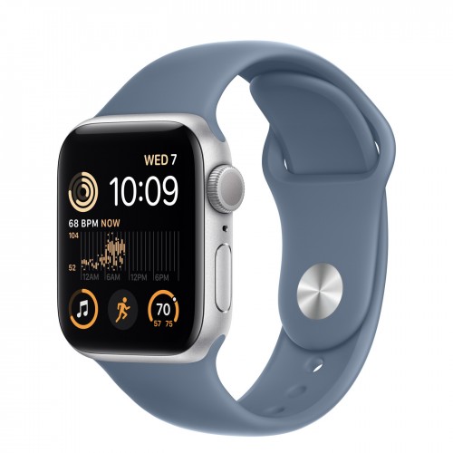Apple Watch SE (2022) 40mm, Silver Aluminum Case with Sport Band - Slate Blue