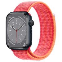 Apple Watch Series 8 45mm, Midnight Aluminum Case with Sport Loop - Red