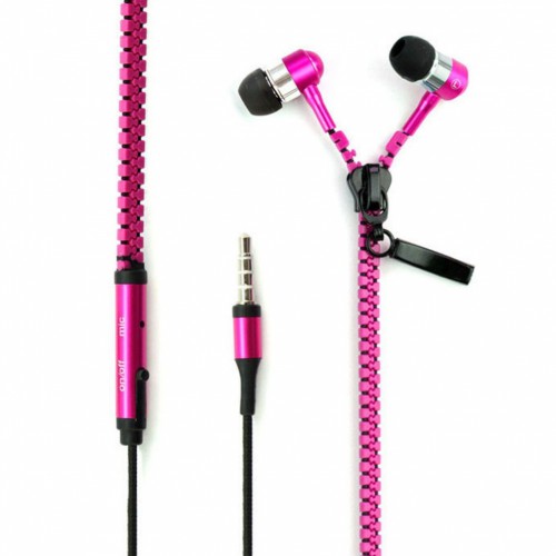 Наушники молния с микрофоном DF Rock-01, розовые
