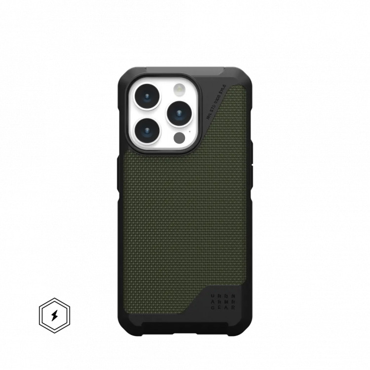 Защитный чехол Uag Metropolis LT для iPhone 15 Pro с MagSafe - Кевлар оливковый (Kevlar Olive)