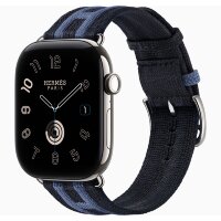 Apple Watch Hermes Series 12 46mm, трикотажный ремешок Rocabar Club синий