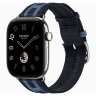 Apple Watch Hermes Series 12 46mm, трикотажный ремешок Rocabar Club синий