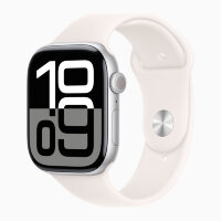 Apple Watch Series 10 46mm, Silver Aluminum Case with Sport Band - Light Blush