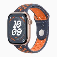 Apple Watch Series 10 46mm, Rose Gold Aluminum Case with Nike Sport Band - Blue Flame