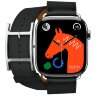 Apple Watch Hermes Series 10 46mm, двойной кожаный ремешок с пряжкой черного цвета