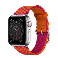 Apple Watch Series 6 Hermes 40 мм, яркий ремешок из текстиля розовый с оранжевым