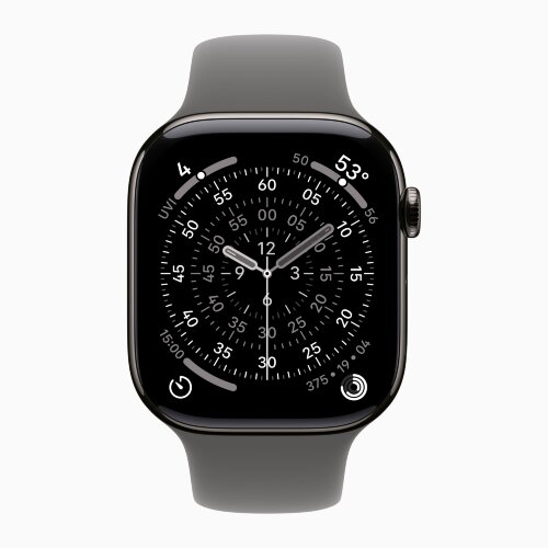 Apple Watch Series 11 46mm, Slate Titanium Case with Sport Band - Stone Gray
