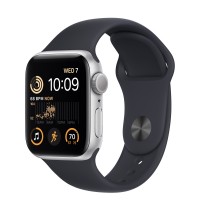 Apple Watch SE (2022) 40mm, Silver Aluminum Case with Sport Band - Midnight