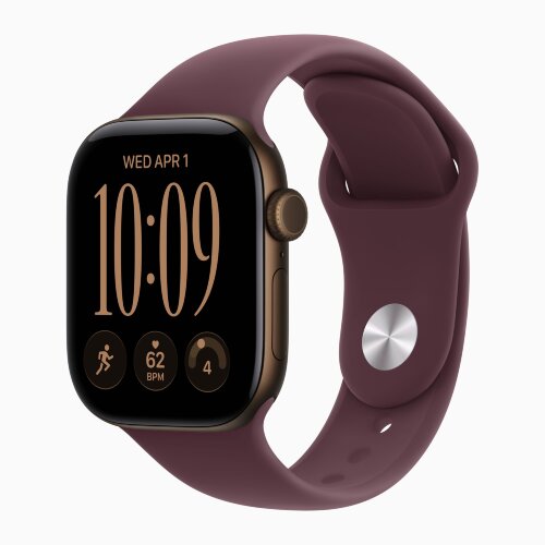 Apple Watch Series 12 46mm, Dark Bronze Aluminum Case with Sport Band - Burgundy