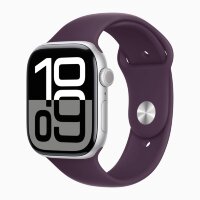 Apple Watch Series 10 46mm, Silver Aluminum Case with Sport Band - Plum