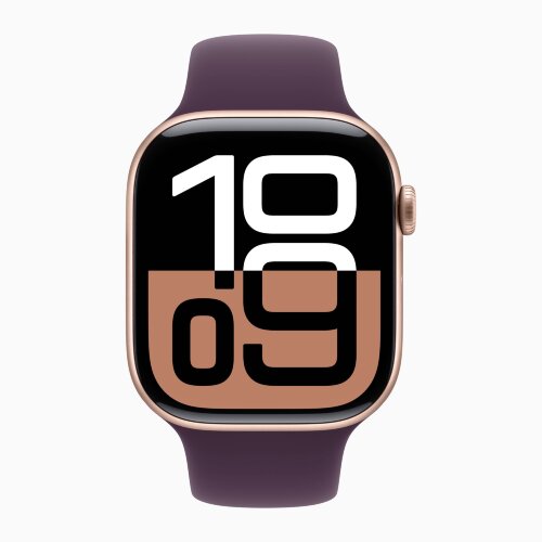 Apple Watch Series 10 46mm, Silver Aluminum Case with Sport Band - Plum