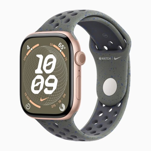 Apple Watch Series 10 46mm, Rose Gold Aluminum Case with Nike Sport Band - Cargo Khaki