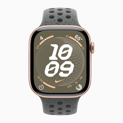 Apple Watch Series 10 46mm, Rose Gold Aluminum Case with Nike Sport Band - Cargo Khaki