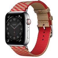 Apple Watch Series 6 Hermes 44 мм, яркий ремешок из нейлона бежевый с красным