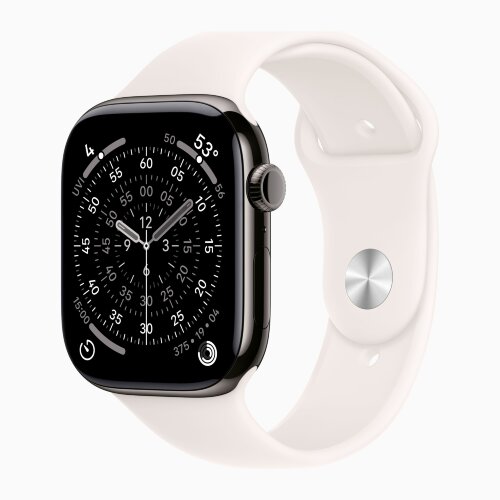 Apple Watch Series 11 46mm, Slate Titanium Case with Sport Band - Light Blush