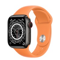 Apple Watch Series 7 41 мм, Титановые "чёрный космос", спортивный ремешок «Весенняя мимоза»