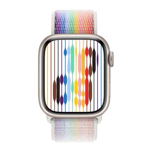 Apple Watch Series 9 45mm, Starlight Aluminum Case with Sport Loop - Pride Edition