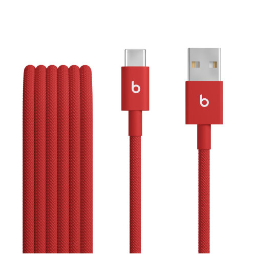 Плетёный кабель Beats USB-A — USB-C, 1,5 м, красный