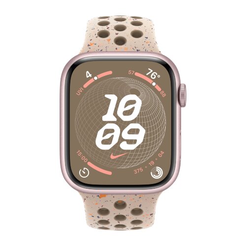 Apple Watch Series 9 45mm, Pink Aluminum Case with Nike Sport Band - Desert Stone