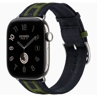 Apple Watch Hermes Series 12 46mm, трикотажный ремешок Rocabar Club сине-зеленый