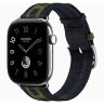 Apple Watch Hermes Series 12 46mm, трикотажный ремешок Rocabar Club сине-зеленый
