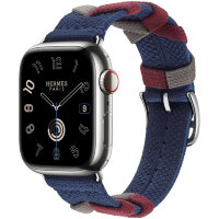 Apple Watch Hermes Series 10 42mm, ремешок из трикотажа темно-синий