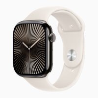 Apple Watch Series 10 42mm, Slate Stainless Steel Case with Sport Band - Starlight