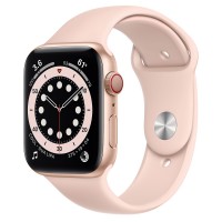 Apple Watch Series 6 44 мм, GPS + Cellular, золотистый алюминий, спортивный ремешок "розовый песок"
