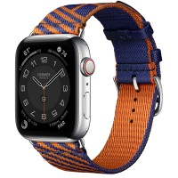 Apple Watch Series 6 Hermes 44 мм, яркий ремешок из нейлона оранжевый с синем сапфиром