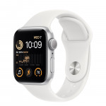 Apple Watch SE (2022) 40mm, Silver Aluminum Case with Sport Band - White
