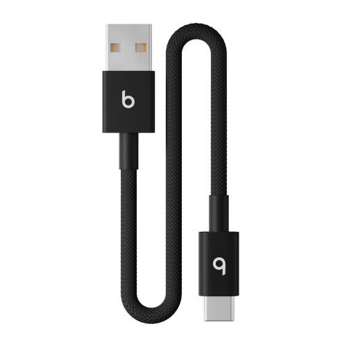 Короткий плетёный кабель Beats USB-A — USB-C, 20 см, черный