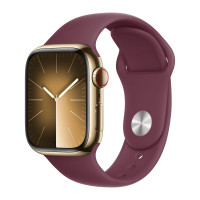 Apple Watch Series 9 41mm, Gold Stainless Steel Case with Sport Band - Mulberry