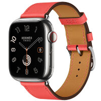Apple Watch Hermes Series 9 41mm, классический кожаный ремешок розового цвета
