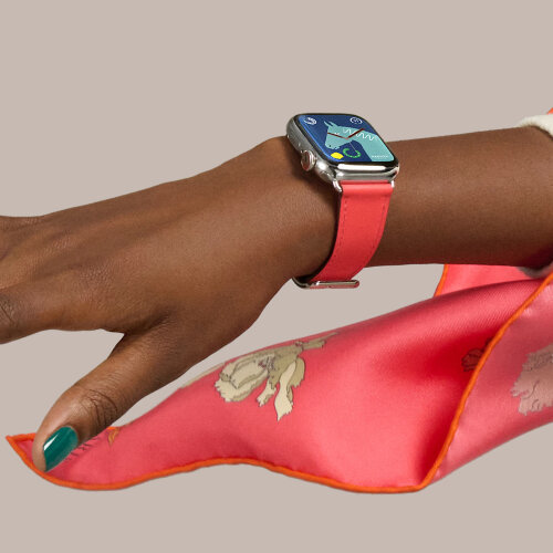 Apple Watch Hermes Series 9 41mm, классический кожаный ремешок розового цвета