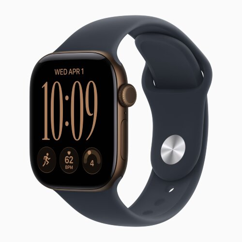 Apple Watch Series 12 46mm, Dark Bronze Aluminum Case with Sport Band - Navy Blue