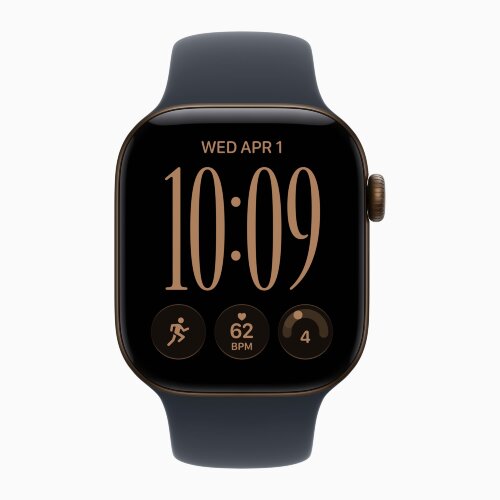 Apple Watch Series 12 46mm, Dark Bronze Aluminum Case with Sport Band - Navy Blue