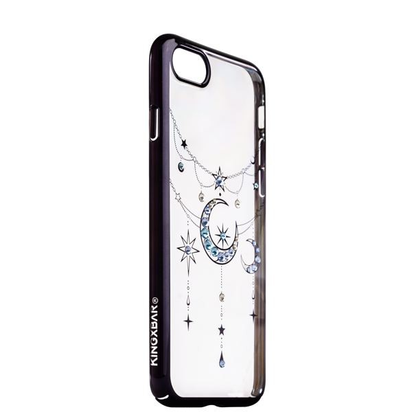 Чехол-накладка KINGXBAR для iPhone 8 и 7 со стразами Swarovski - черный (Полумесяц со Звездой)