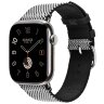 Apple Watch Hermes Series 10 46mm, клетчатый ремешок из плетеного нейлона черный с белым