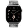 Apple Watch Hermes Series 10 46mm, клетчатый ремешок из плетеного нейлона черный с белым