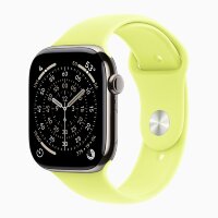 Apple Watch Series 11 42mm, Natural Titanium Case with Sport Band - Neon Yellow