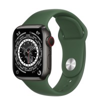 Apple Watch Series 7 41 мм, Титановые "чёрный космос", спортивный ремешок «Кипрский зелёный»